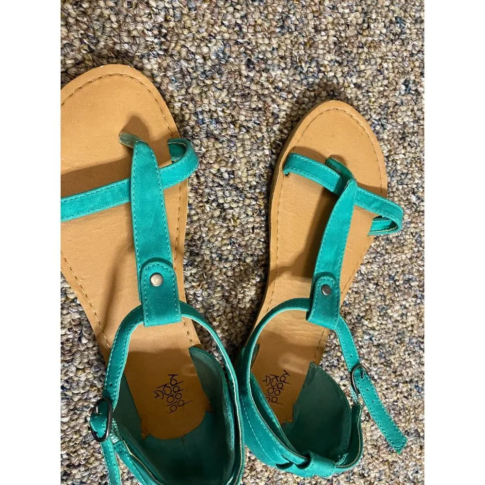 Black Poppy Teal Women's Sandals Size 6
